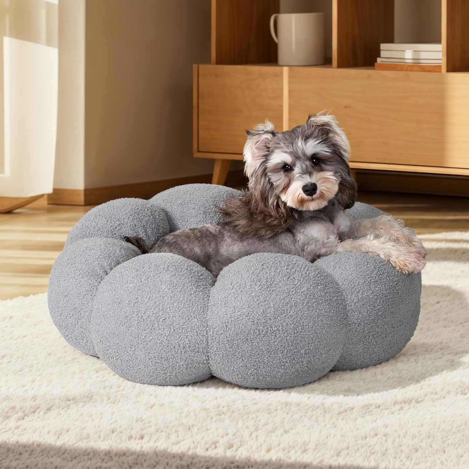 Discover the Comfort of the Calming Fluffy Flower Pet Bed
